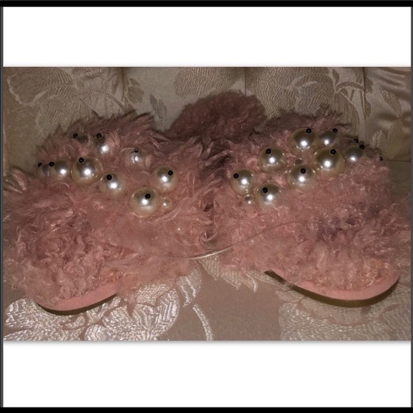 CAPE ROBBIN FURRY MAUVE PEARL SLIDE SANDAL - Picture 3 of 7